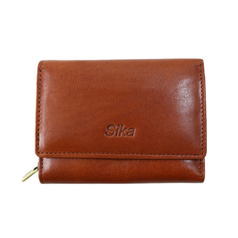 *Sika義大利時尚牛皮壓扣中夾(A8249-01)-原味褐