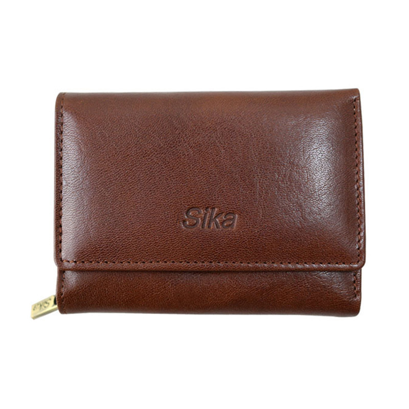 *Sika義大利時尚牛皮壓扣中夾(A8249-02)-深咖啡