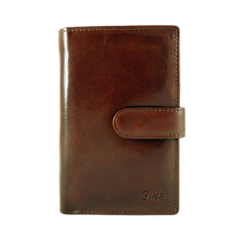 *Sika義大利時尚真皮壓扣中夾(A8283-02)-深椰褐