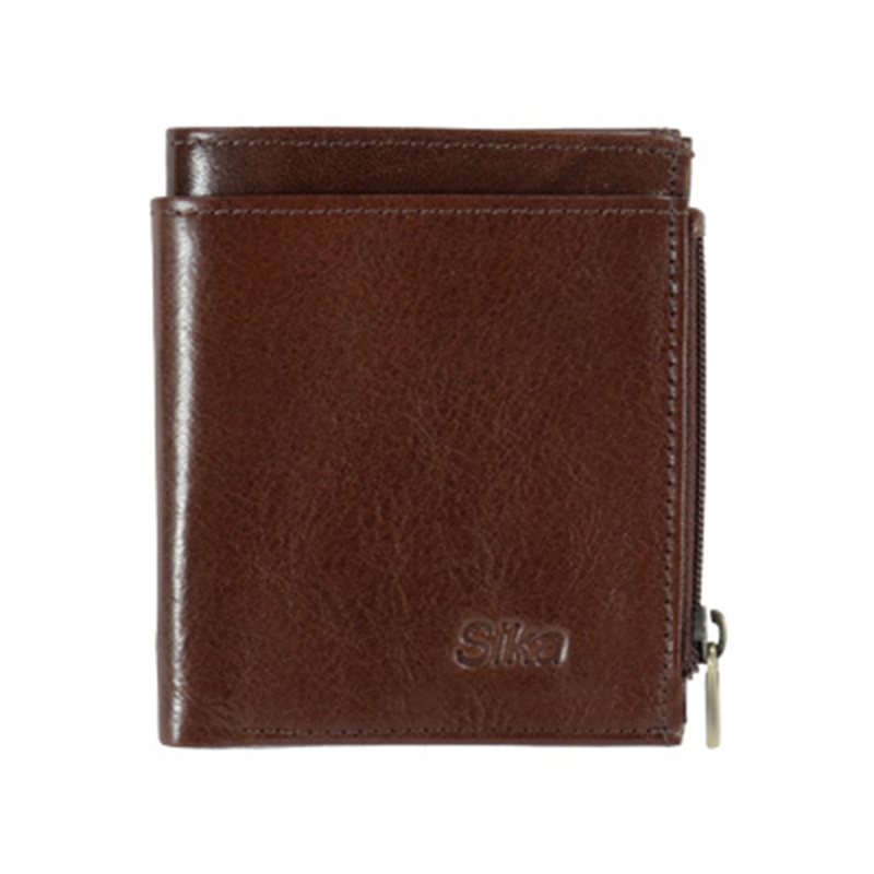 *Sika義大利素面牛皮中性雙層短皮夾(A8287-02)-深咖啡