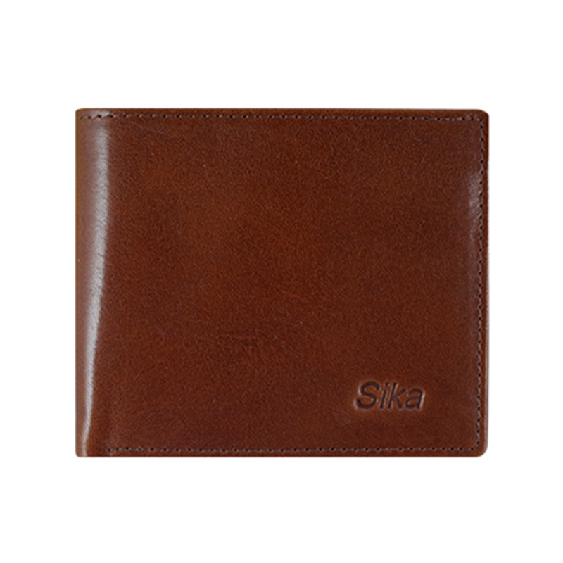*Sika義大利素面牛皮簡約中性短皮夾(含拉鍊零錢匣)(A8220-02)-深咖啡