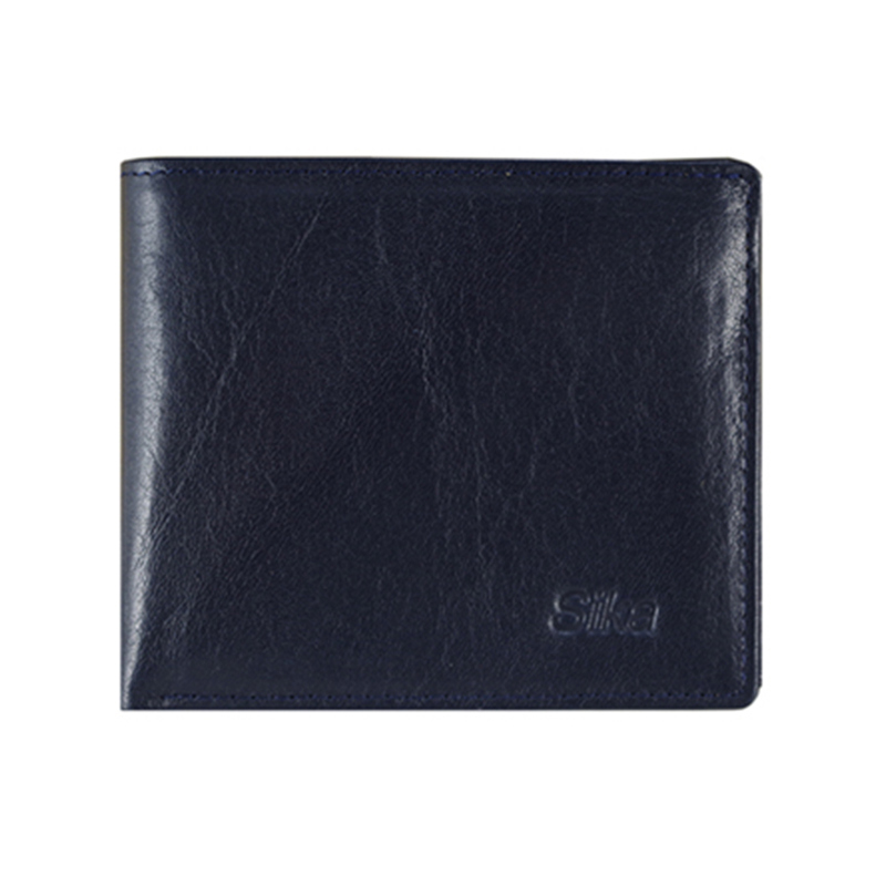 *Sika義大利素面牛皮簡約中性短皮夾(含拉鍊零錢匣)(A8220-06)-清玉藍