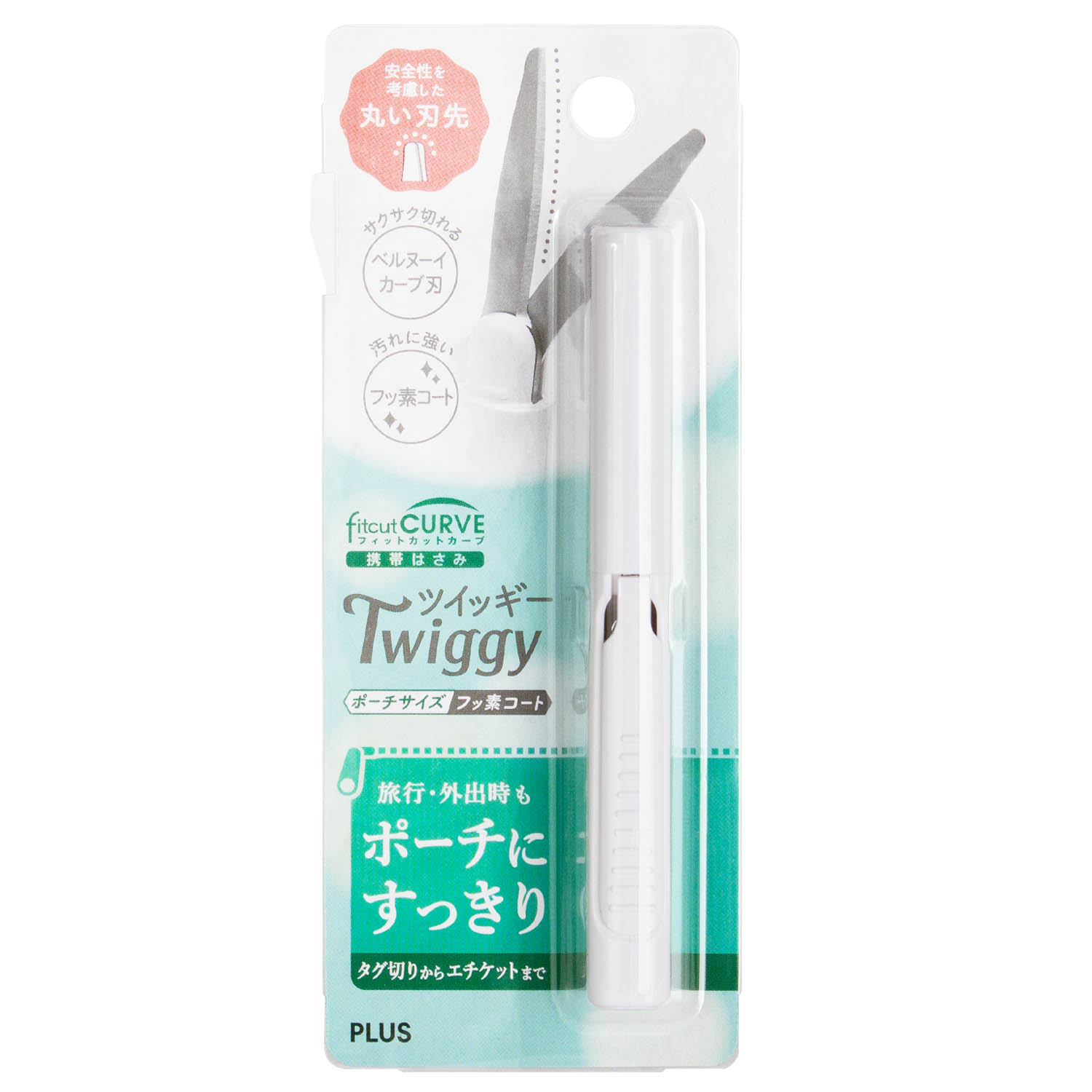 PLUS SC-100PF 迷你不沾筆型剪刀-白