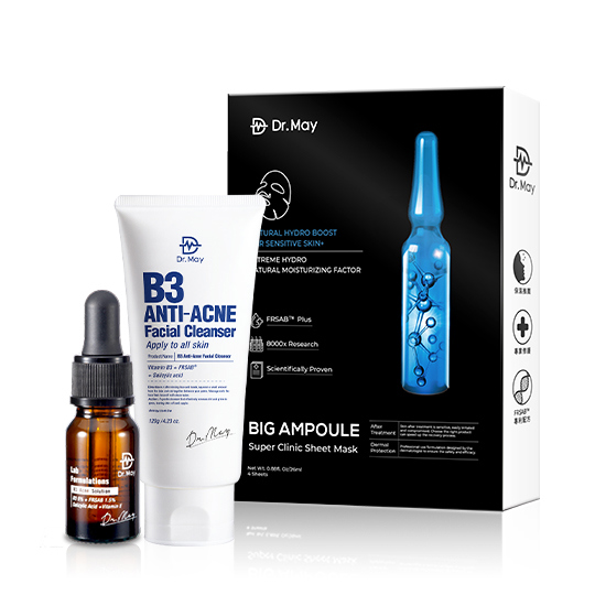 【Dr. May】美博士B3專業抗痘精華3件組-B3抗痘精華(10ml)+B3抗痘潔顏乳(120ml)+大安瓶水光黑面膜(4片/盒) 女人我最大節目推薦