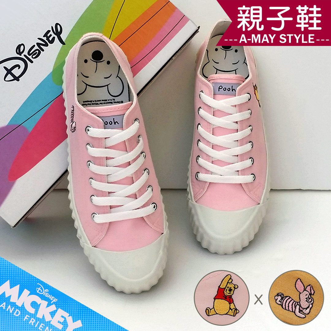 特價99元UP。現貨-迪士尼聯名親子鞋-MIT維尼小豬刺繡帆布綁帶誁乾鞋(20-25碼)【XHK520108】＊艾美時尚(特價出清商品，恕不退換)