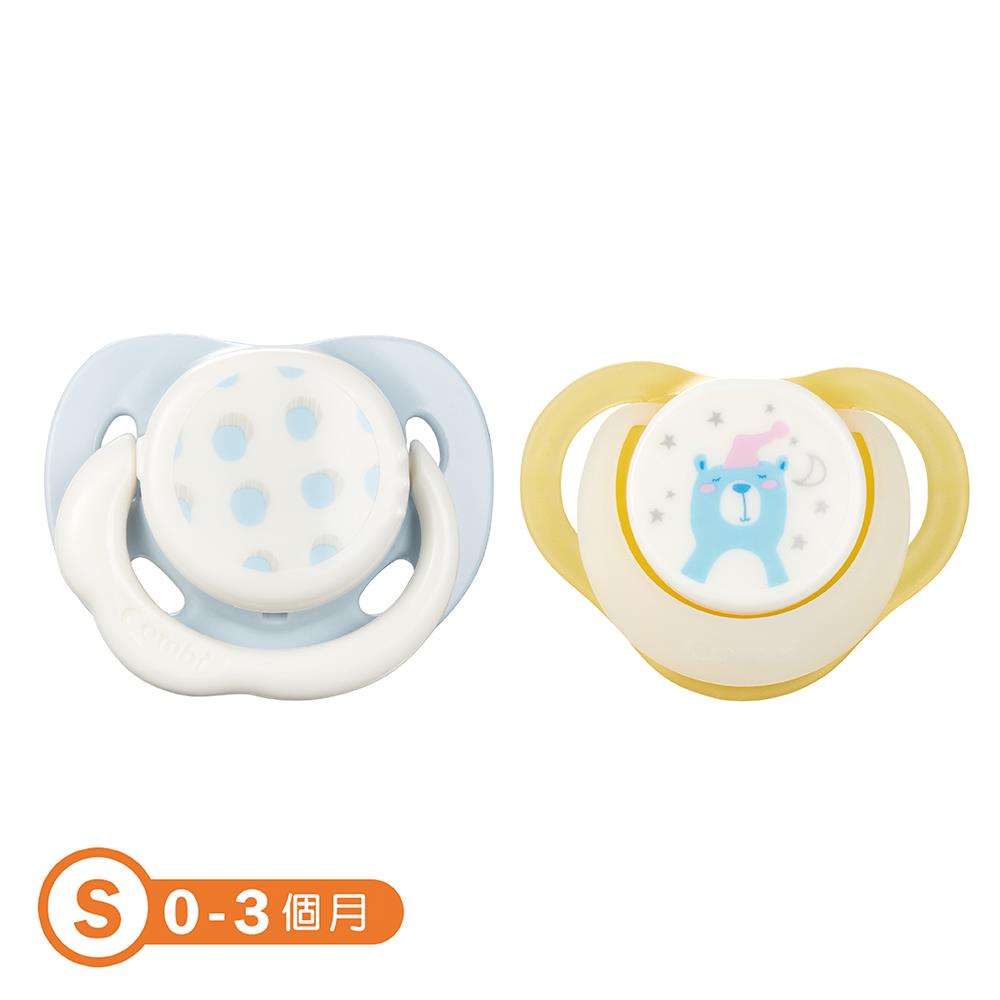 日+夜用安撫奶嘴二入組S - 18326圓點藍+夜夢熊(黃)