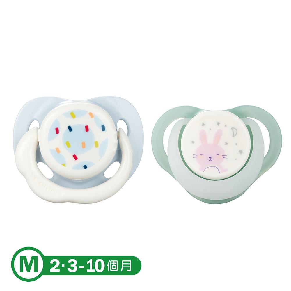 日+夜用安撫奶嘴二入組M - 18327彩點藍+夜夢兔(綠)