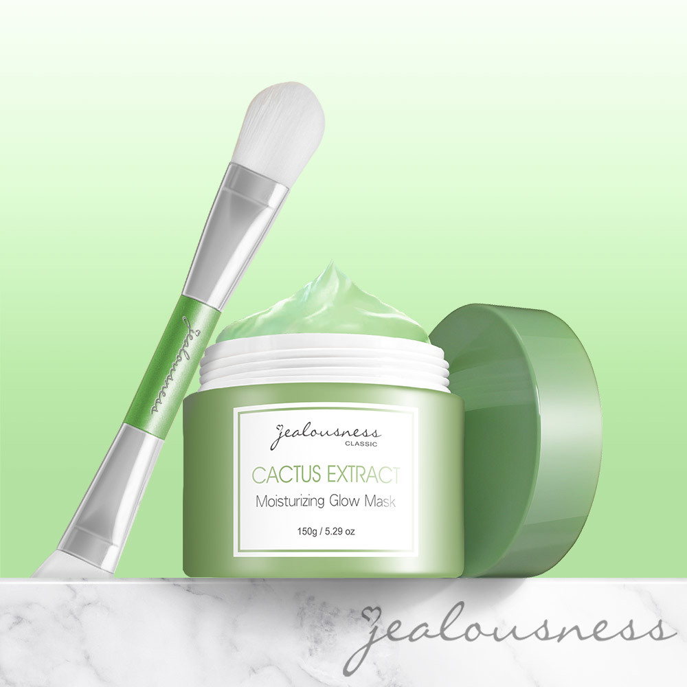 【效期良品】仙人掌保濕亮白面膜150g+敷臉刷/洗臉海綿