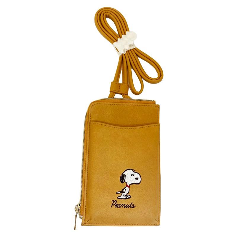 (限量)(日貨)史努比SNOOPY 肩背手機兩用包-焦糖棕