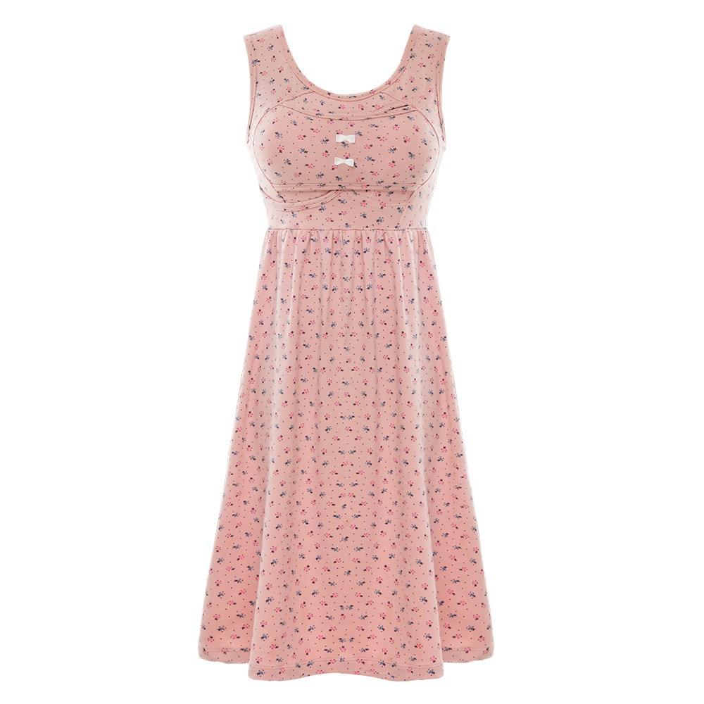 雙C防擴對策 棉感美胸洋裝-大地彩花