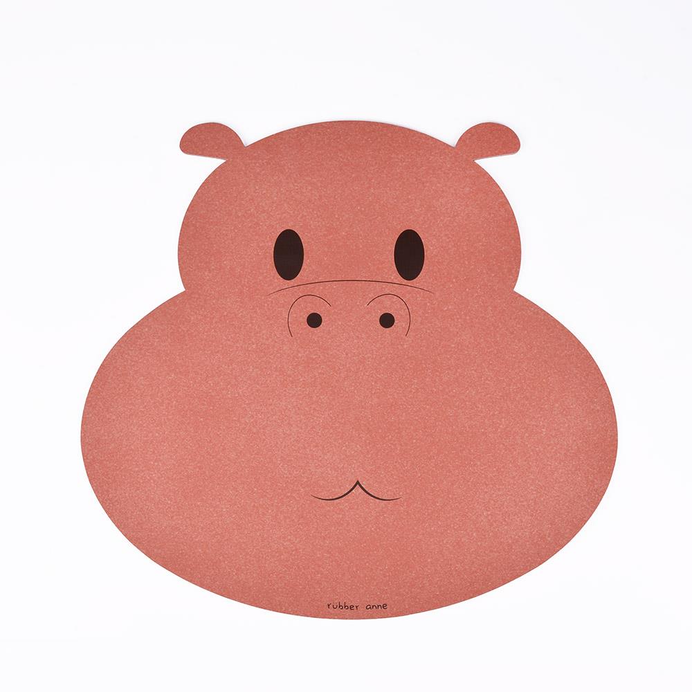 出清【rubber anne】10秒頂吸 軟式珪藻土吸水地墊 可愛河馬(45x48cm)
