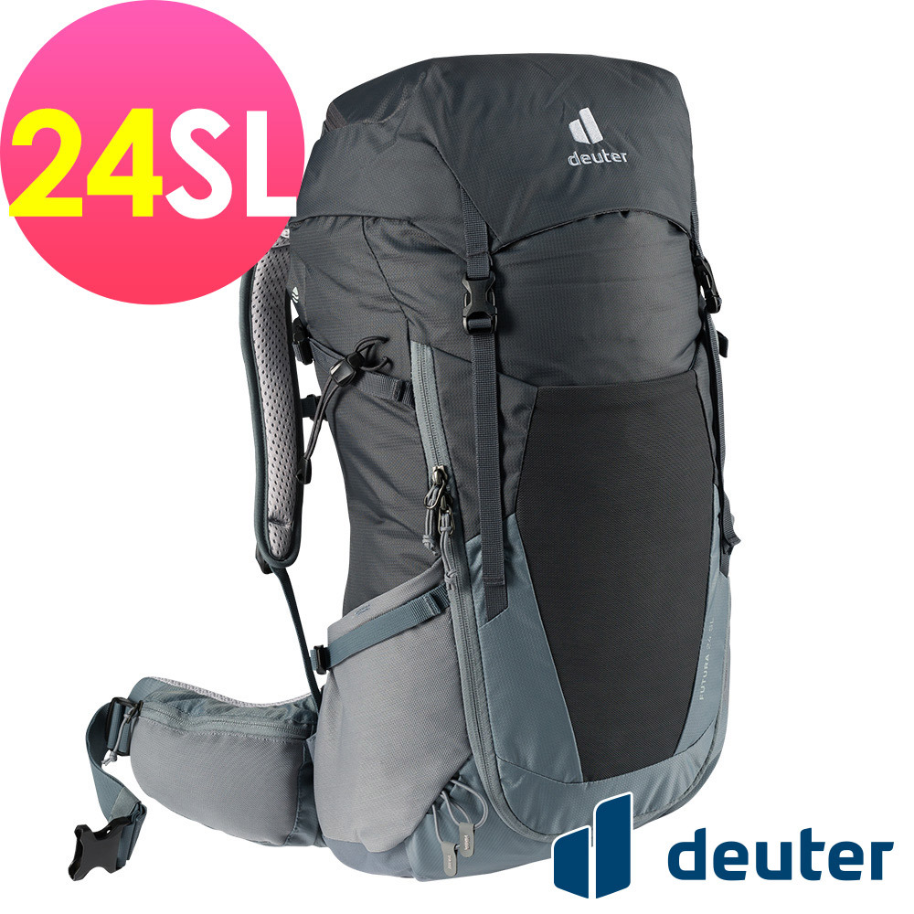 【deuter 德國】 FUTURA透氣網架登山背包/女性窄肩款24SL(3400521黑/水藍)