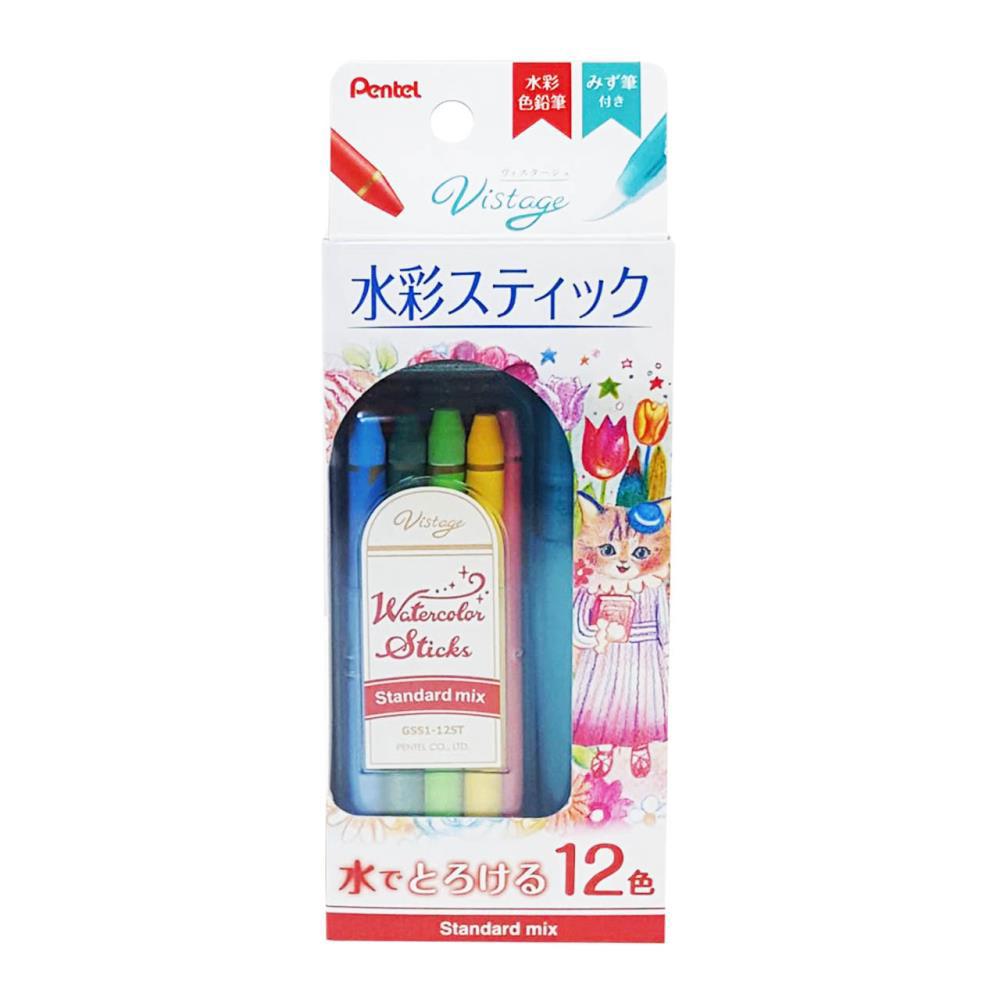 (日貨)Pentel GSS1-12ST 水性色鉛筆-標準色