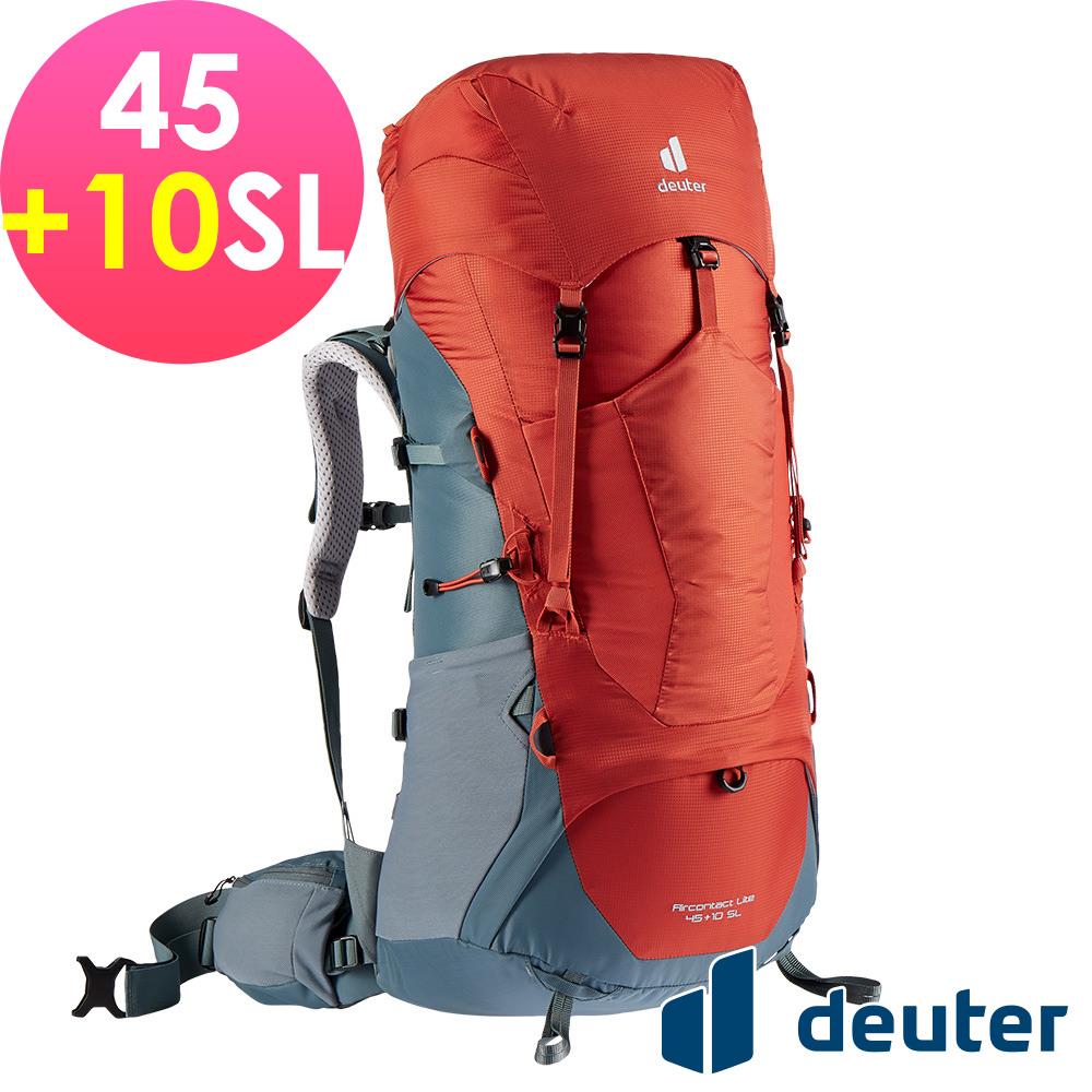 【deuter 德國】AIRCONTACT LITE拔熱式透氣背包/登山背包/女性窄肩款45+10SL(3340421辣椒紅/淺藍)
