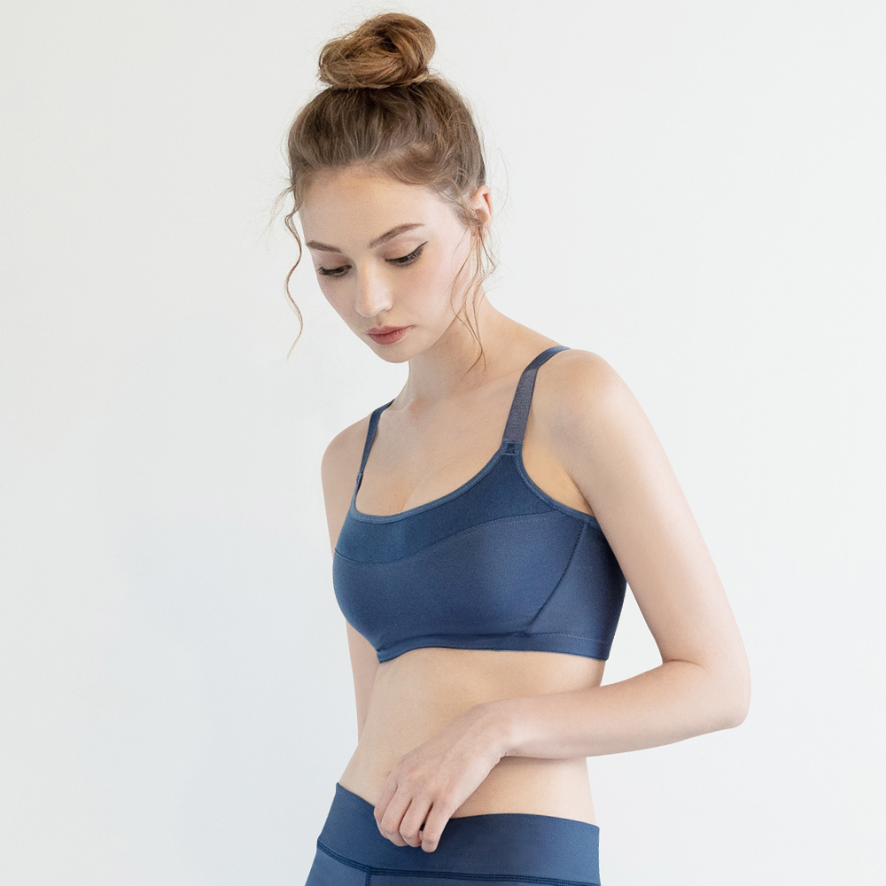 【Clany可蘭霓】MIT軟鋼圈集中包覆超透氣內衣加大尺碼設計運動內衣鈷藍色6985-52