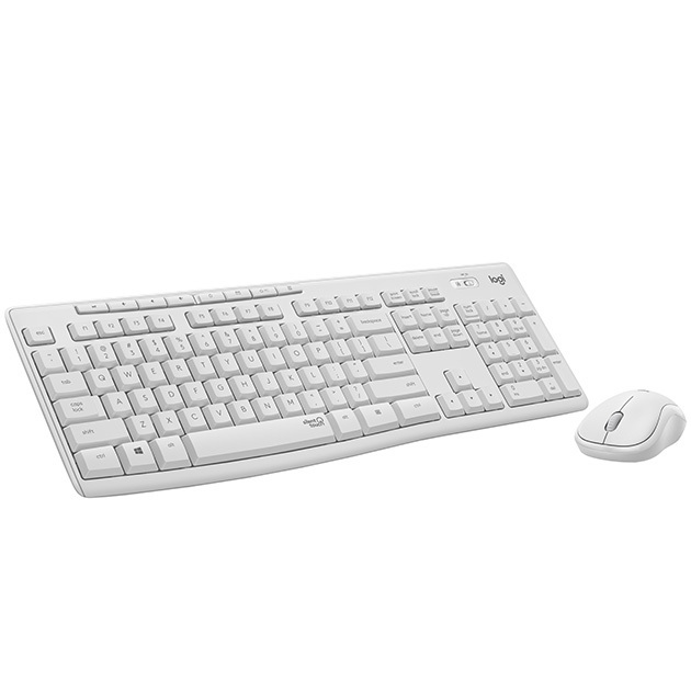 羅技Logitech 無線靜音鍵鼠組-MK295-珍珠白