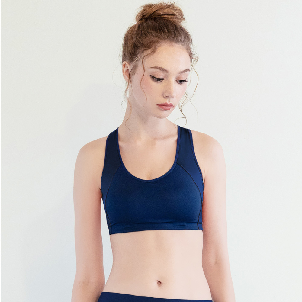 【任2件折100】台灣製無鋼圈運動內衣 涼感透氣防震包覆  M-2XL海軍藍 6965-53