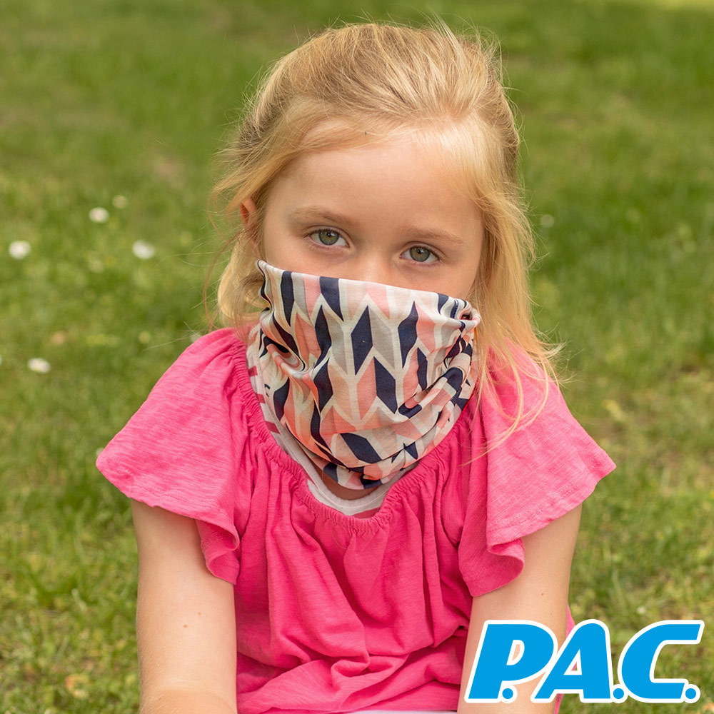 【PAC 德國】兒童抑臭抗菌頭巾(PAC8907002粉藍菱格/兒童頭巾/無縫頭巾/快乾頭巾)