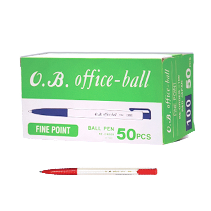 OB-100 0.7mm 白桿自動原子筆-紅(50入)
