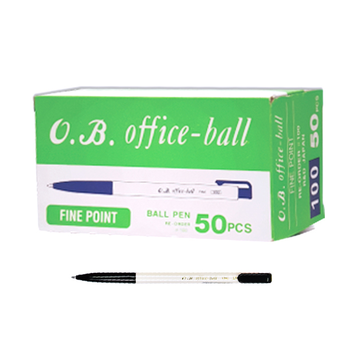 OB-100 0.7mm 白桿自動原子筆-黑(50入)