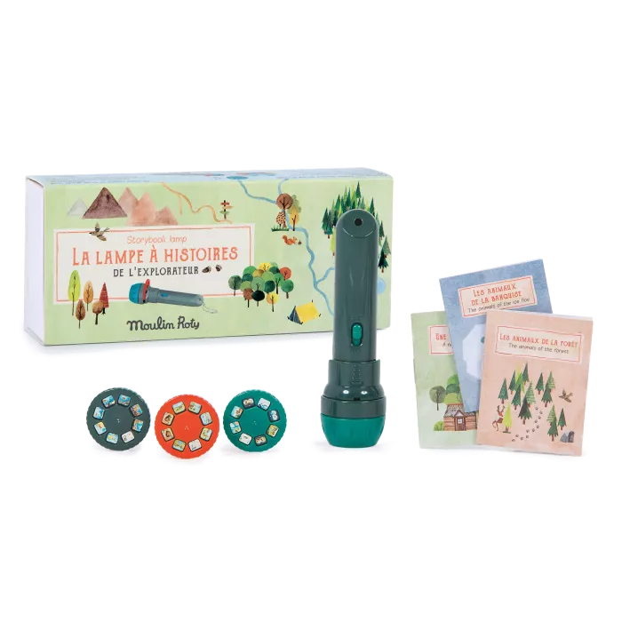法國 Moulin Roty 故事手電筒精裝組-探索世界