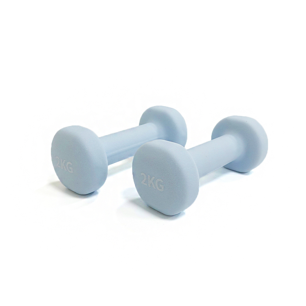 艾迪克-防滑訓練啞鈴-2KG x 2支-淡藍色（包膠啞鈴/dumbbell/ weight training）FunSport【總重量4kg】