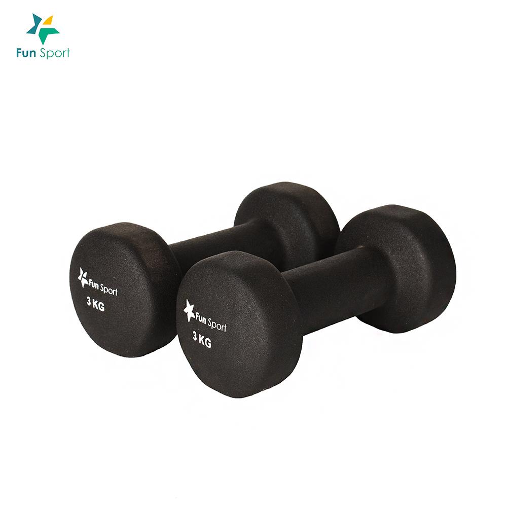 艾迪克-防滑訓練啞鈴-3KG x 2支（包膠啞鈴/dumbbell/ weight training）FunSport【總重量6kg】
