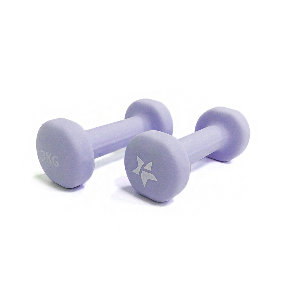 艾迪克-防滑訓練啞鈴-3KG x 2支-淡紫（包膠啞鈴/dumbbell/ weight training）FunSport【總重量6kg】