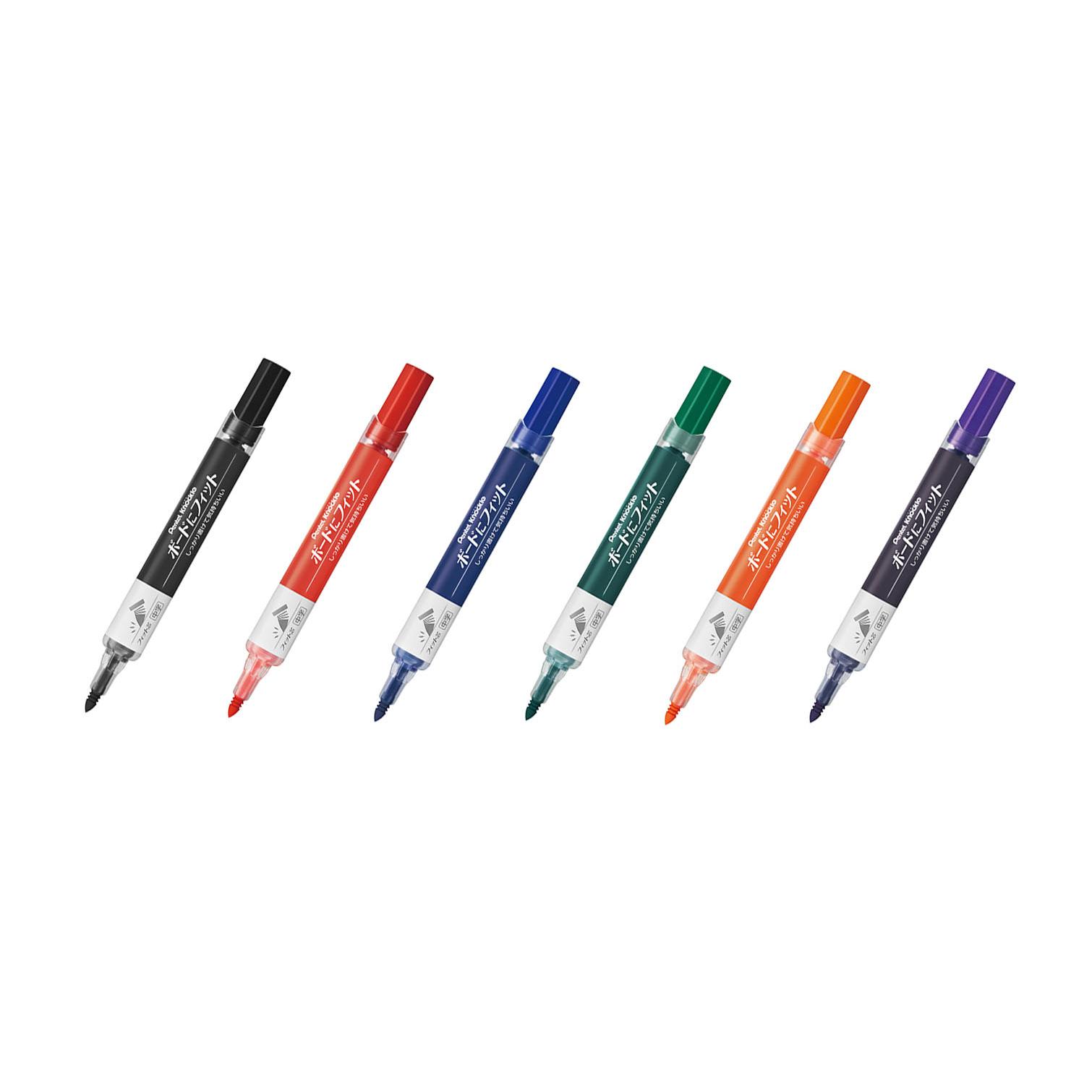 Pentel 彈力後壓中字白板筆-(黑/紅/藍/綠/桔/紫)  (EMWL5SBF)