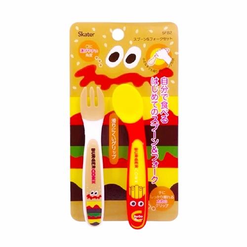 (日貨)Skater x BURGER CONX 系列寶寶餐具組(匙+叉)-漢堡