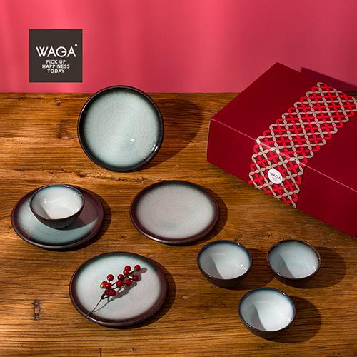 WAGA 松綠海潮 餐具禮盒｜八件組