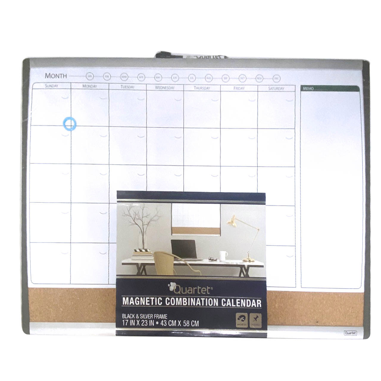 Quartet 行事曆磁性白板附軟木