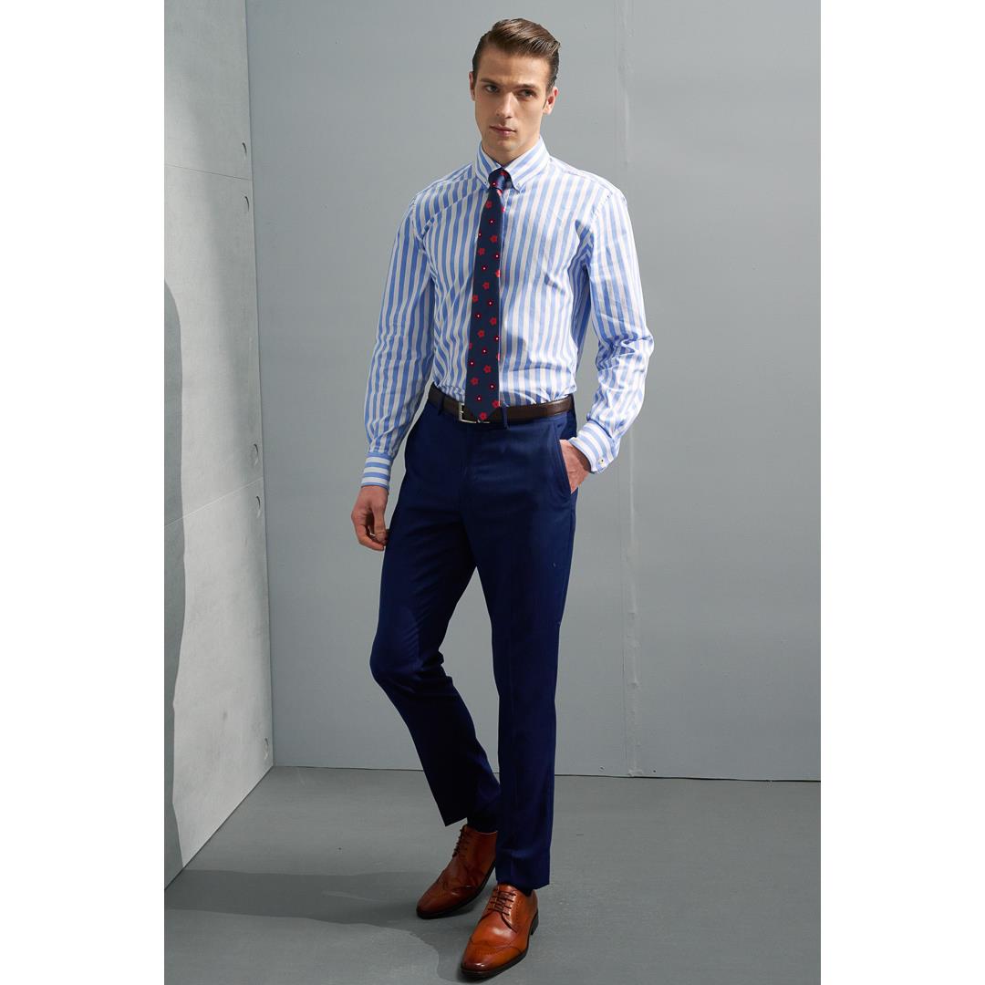 SST&C Navy Pinstripe Pattern Slim Fit Suit Trousers | 0212203008  (Outlet)