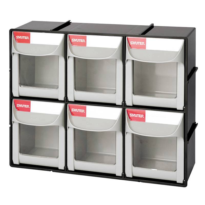 樹德 FO-306 六格快取收納盒-黑身灰抽