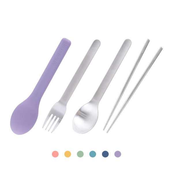 【HOUSUXI】316不鏽鋼餐具好攜3件組(湯匙+叉子+筷子)(矽膠收納套6色可選)【絕版出清↘3折起】★＜售價已折＞