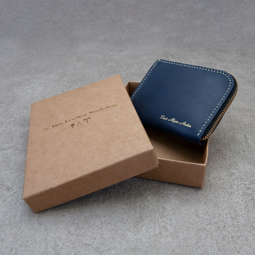 厚度L型拉鍊零錢包＿深藍