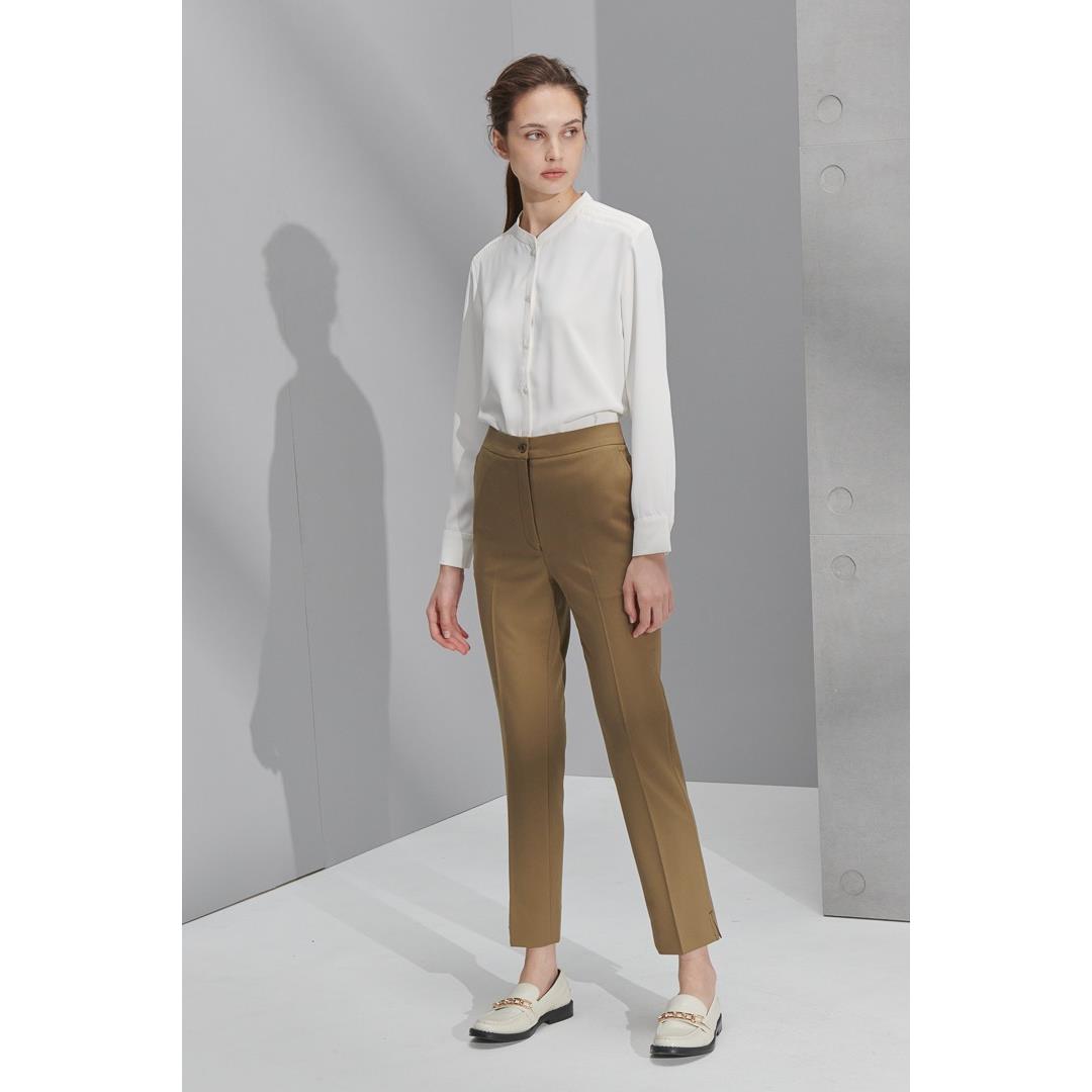 SST&C Women'S Khaki Side-Slit Slim Fit Suit Trousers | 7262207004  (Outlet)