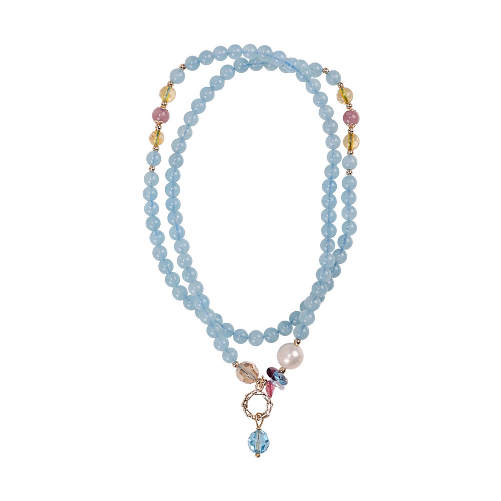 水中精靈海藍寶多圈式手鍊