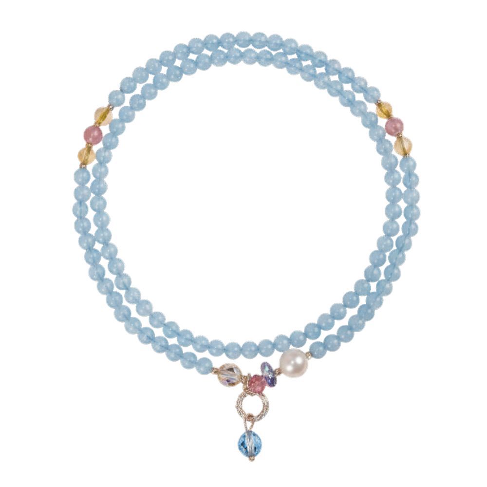 水中精靈海藍寶多圈式手鍊