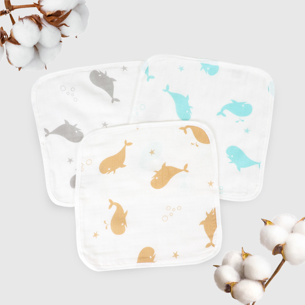 六層紗小方巾3入