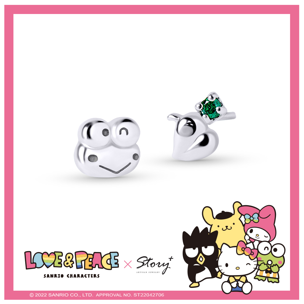 Love&Peace系列-KeroKeroKeroppi大眼蛙純銀耳環