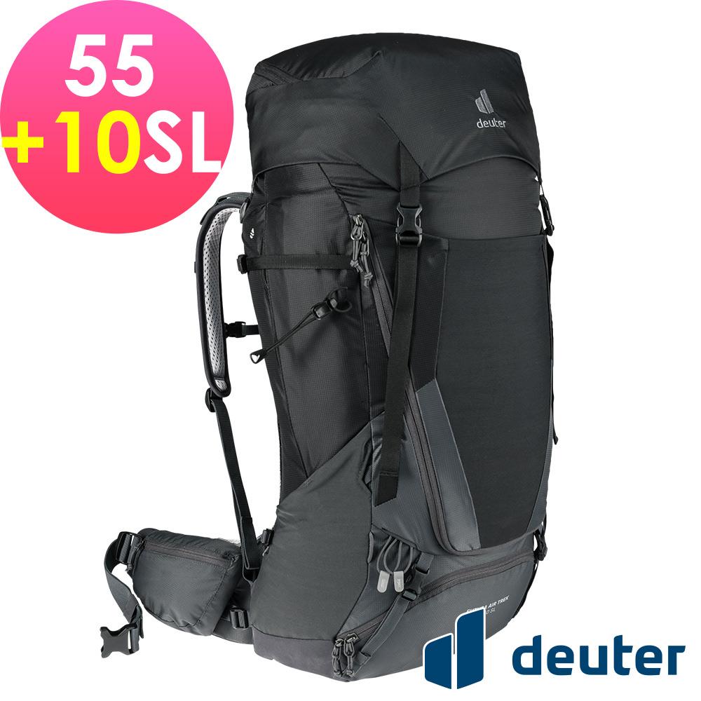 【deuter 德國】FUTURA AIR TREK網架直立式透氣背包/登山背包/女性窄肩款55+10SL(3402221黑)