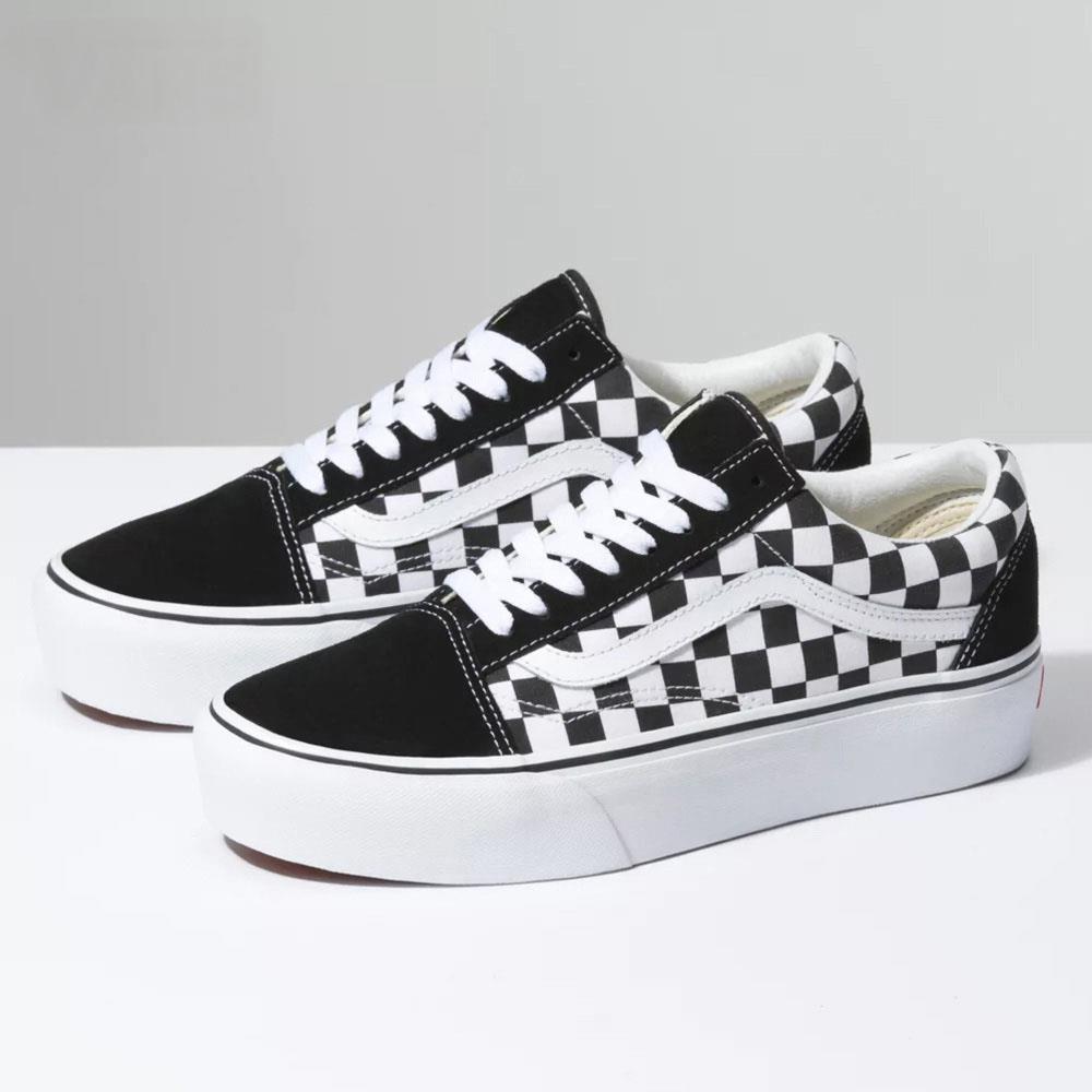 Vans Old Skool Platform 男女款黑白棋盤格滑板鞋