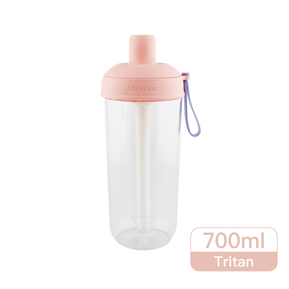 樂扣樂扣嚼對搖搖吸管杯700ml/粉嫩蜜光橘(ABF792OPIK)