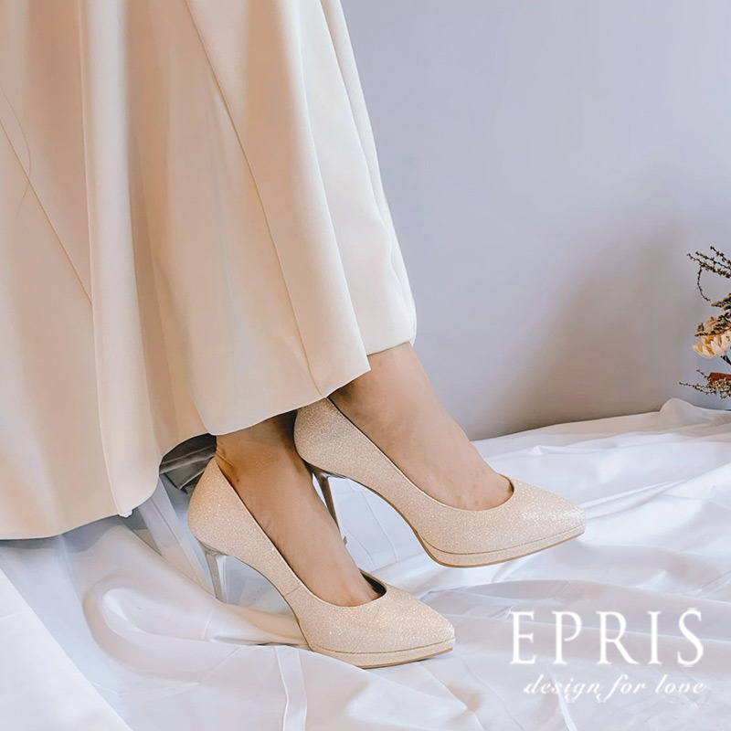 現貨 夢幻手工婚鞋 新娘鞋推薦 星星芭比-P292 尖頭高跟鞋 前高後高素面真皮鞋墊高跟鞋 大尺碼小尺碼高跟鞋 版型偏小 20.5-26 EPRIS艾佩絲-夕陽金