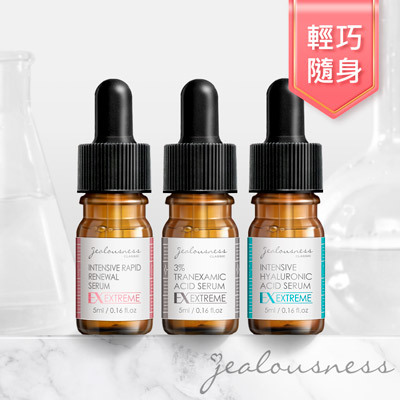 液態三重酸煥膚精華5ml+3%傳明酸美白精華5ml+超水感玻尿酸保濕精華5ml