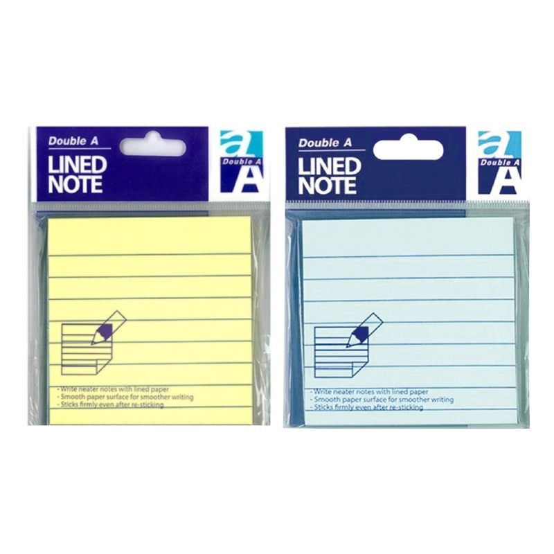 Double A 便利貼 100入橫格-(黃/藍)