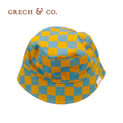 Grech&Co. 有機棉雙色漁夫帽 藍黃格