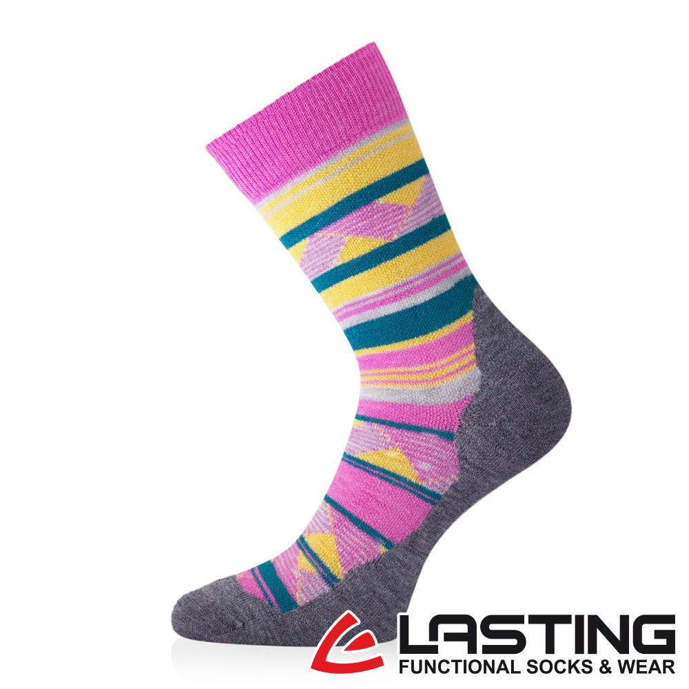 【LASTING 捷克】美麗諾羊毛中筒健行襪(LT-WLI 粉紅)