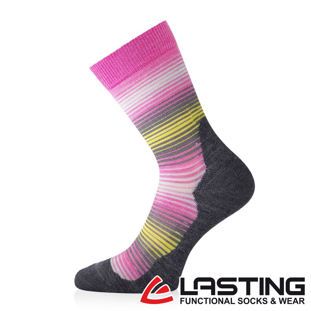【LASTING 捷克】美麗諾羊毛中筒健行襪(LT-WLG 粉紅)